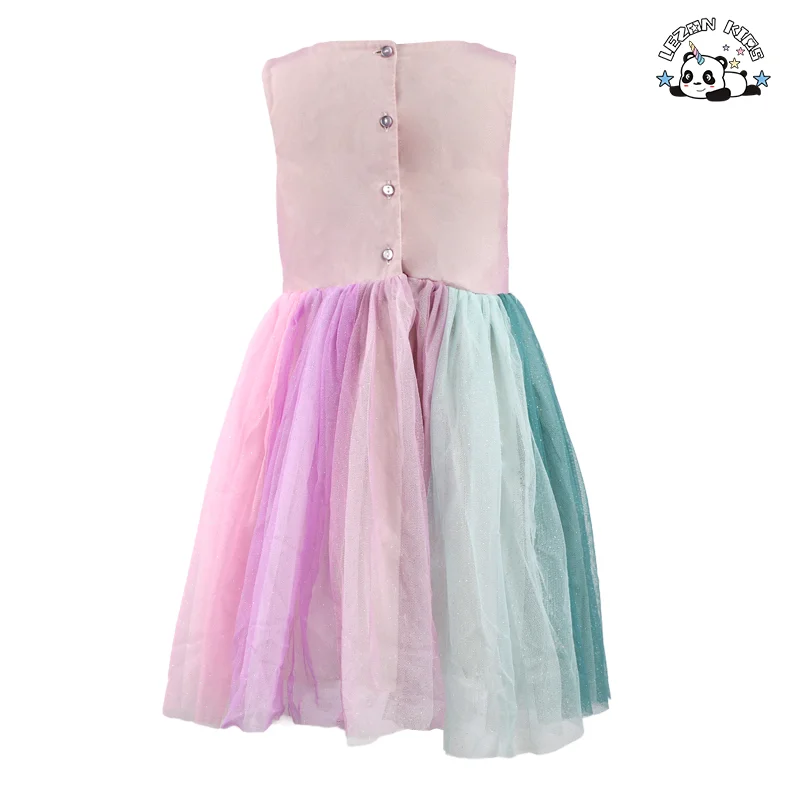 LEZONKIDS - Summer Sweet Girls' Sleeveless Sequin Princess Ball Gown Tulle Dress ODM Children's Party Dress
